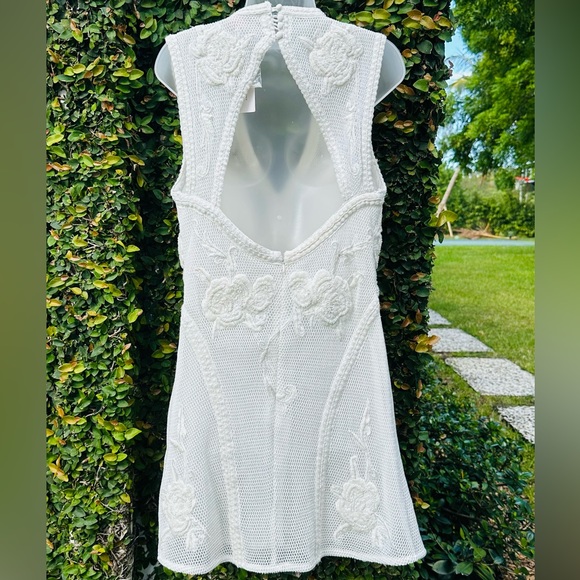 Not So Serious for Anthropologie 🤍white crochet knit and beaded mini 🤍 - Picture 4 of 11